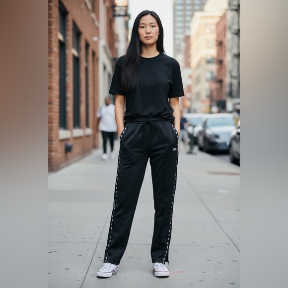 PINK Victoria's Secret Pants - PINK Victoria’s Secret Black Logo Tape Joggers Athleisure Track Pants M